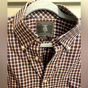 Maker & Company luxury long sleeve men’s shirt button down large plaid